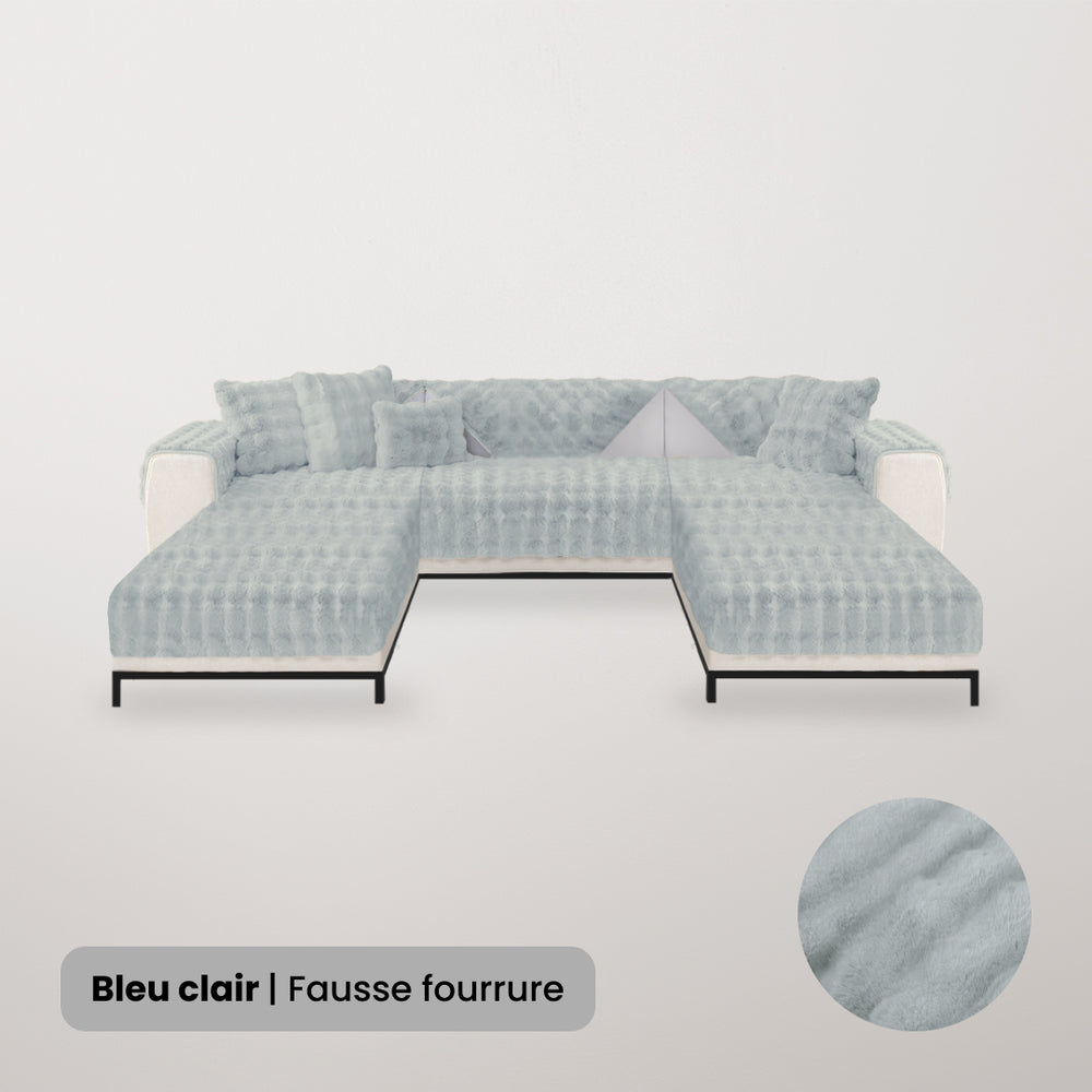 Housse de canapé panoramique en fausse fourrure (3 parties)
