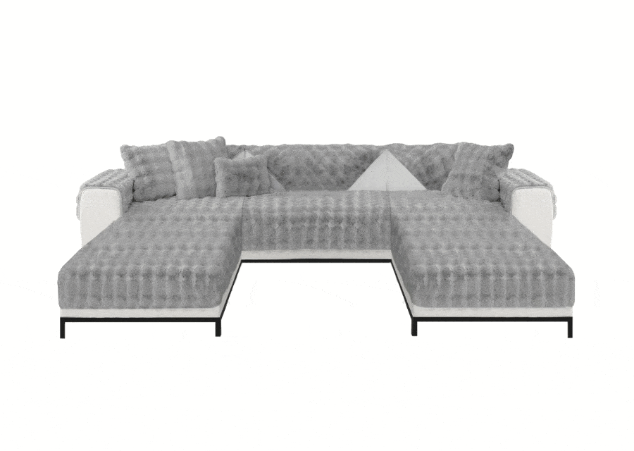 Housse de canapé panoramique en fausse fourrure (3 parties)