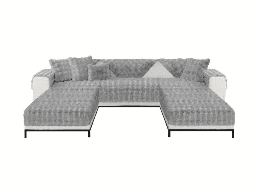 Housse de canapé panoramique en fausse fourrure (3 parties)