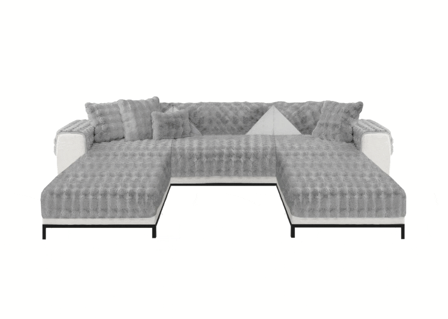 Housse de canapé panoramique en fausse fourrure (3 parties)