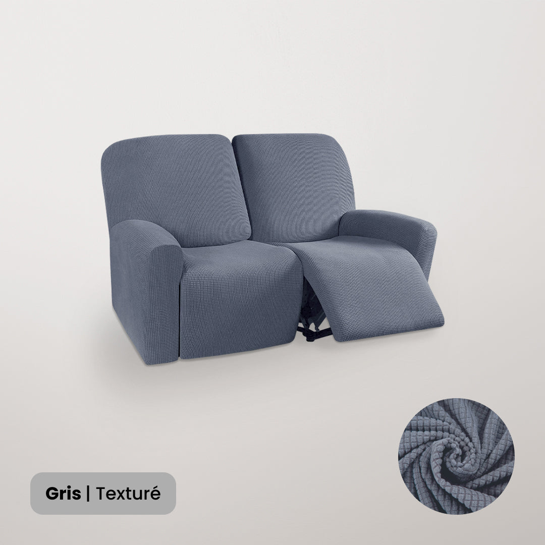 Housse 6 Pièces Pour Canapé Inclinable Extra Large - Velours Extensible - Couleur Taupe - 190-254 Cm