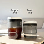 Réservoirs du LuxeSteam Pro : eau propre 1,6 L et eau sale 1,5 L